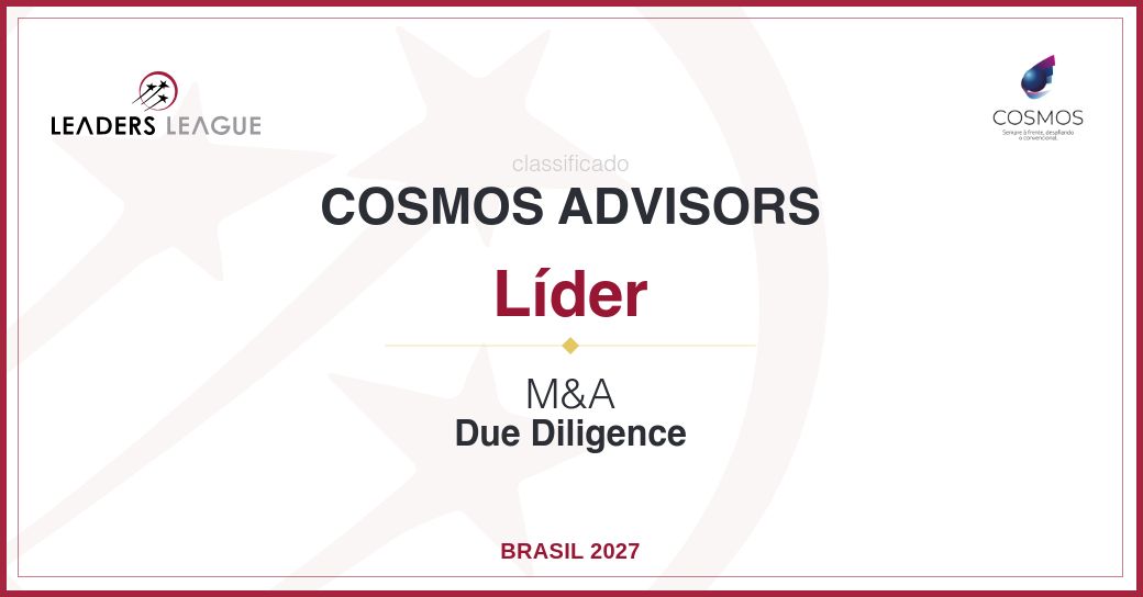 Selo Leaders League Brasil 2027: Cosmos Advisors classificada como Líder em M&A — Due Diligence